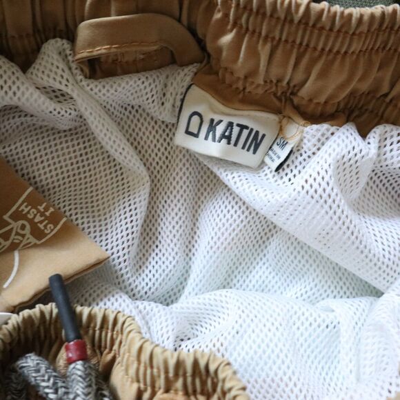 Katin Boys' Mesh Lined Swimming Trunks Shorts Small Tan & Blue Striped - Picture 4 of 4